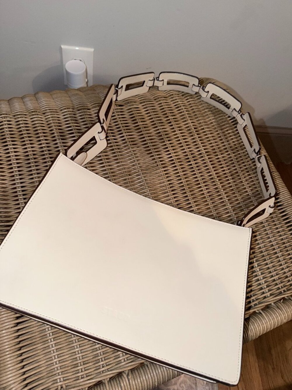 STAUD Mina Shoulder Leather Bag in Cream